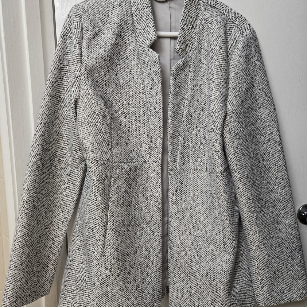 Vici Black and White Herringbone Trench Coat